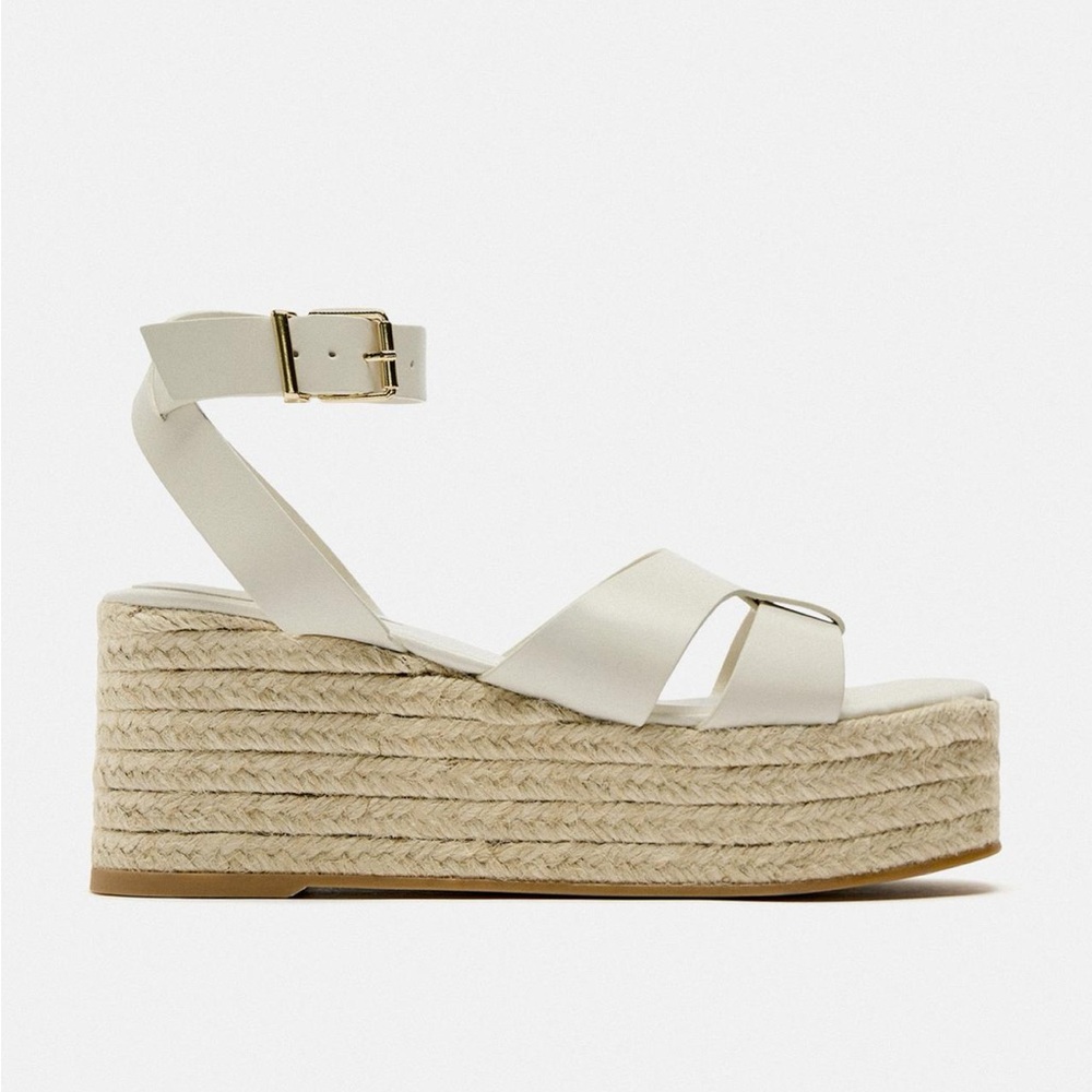 Zara leather wedge sandals